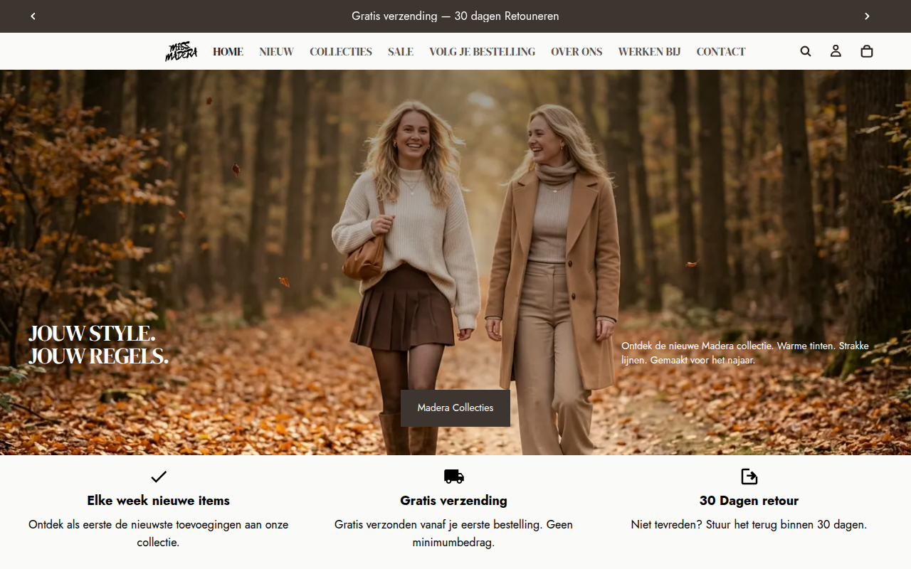 Screenshot van missmadera.nl