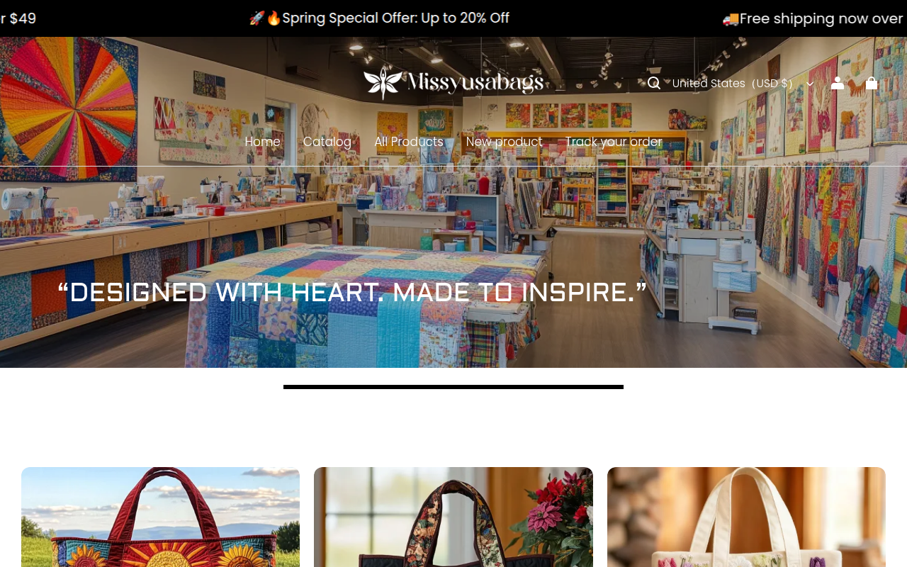 Screenshot van missyusabags.com