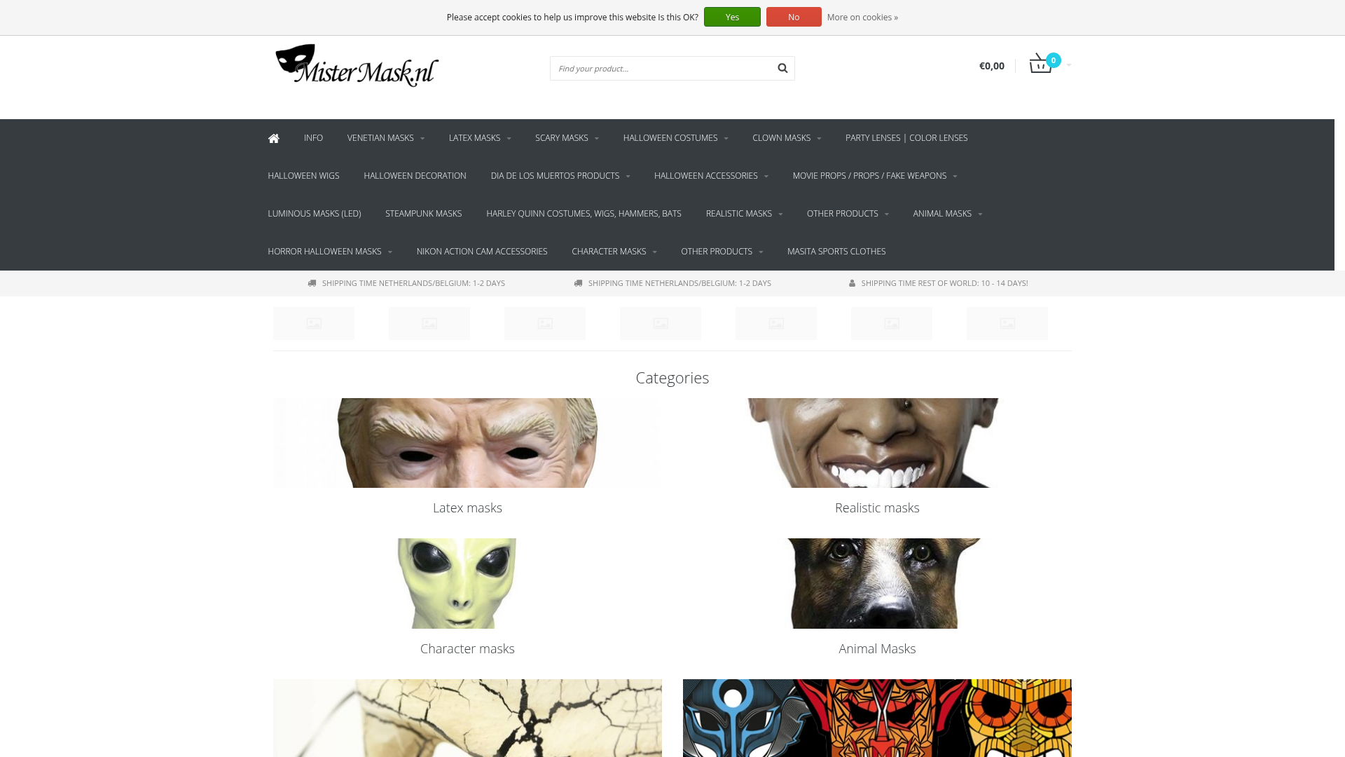 Screenshot van mistermask.nl