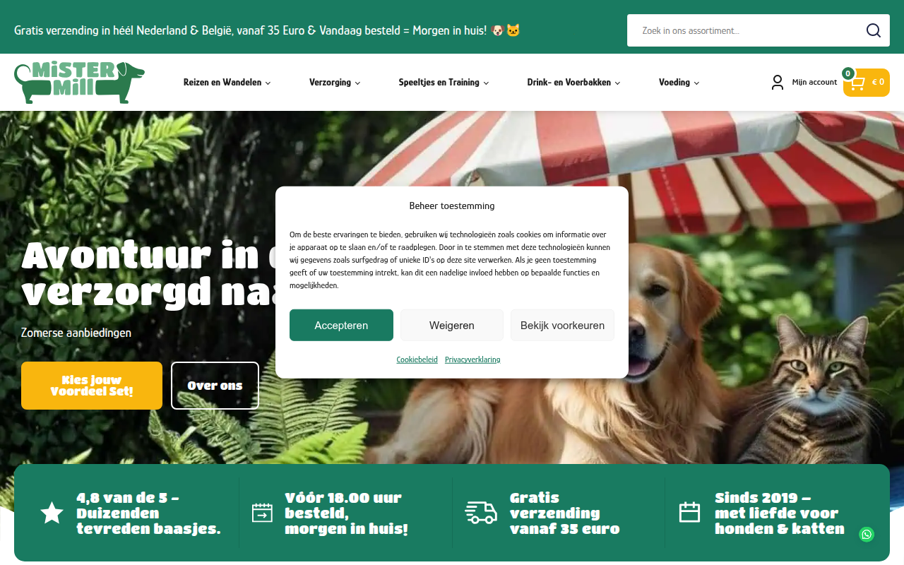 Screenshot van mistermill.nl
