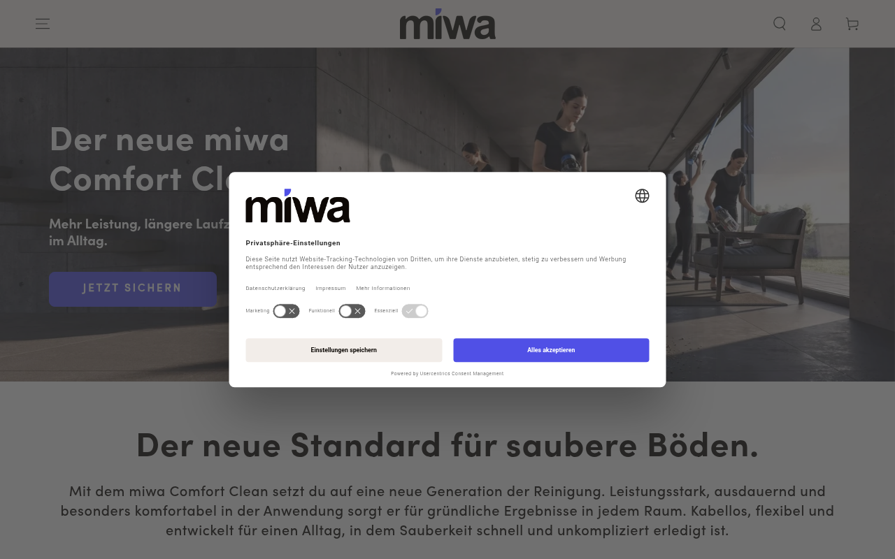 Screenshot van miwa-store.com