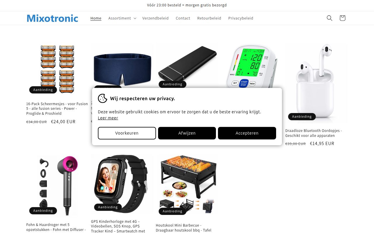 Screenshot van mixotronic.nl