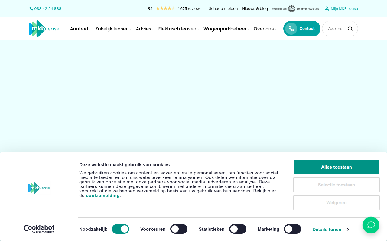 Screenshot van mkblease.nl