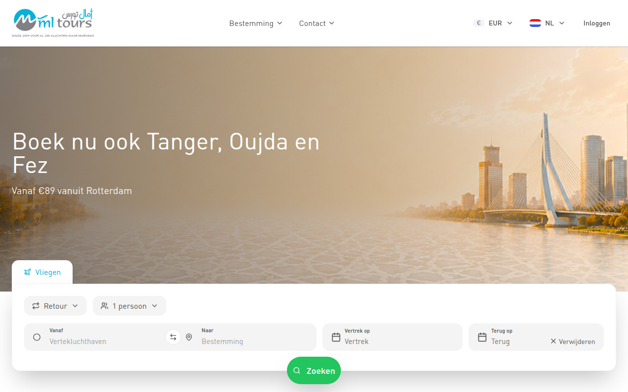 Screenshot van mltours.nl
