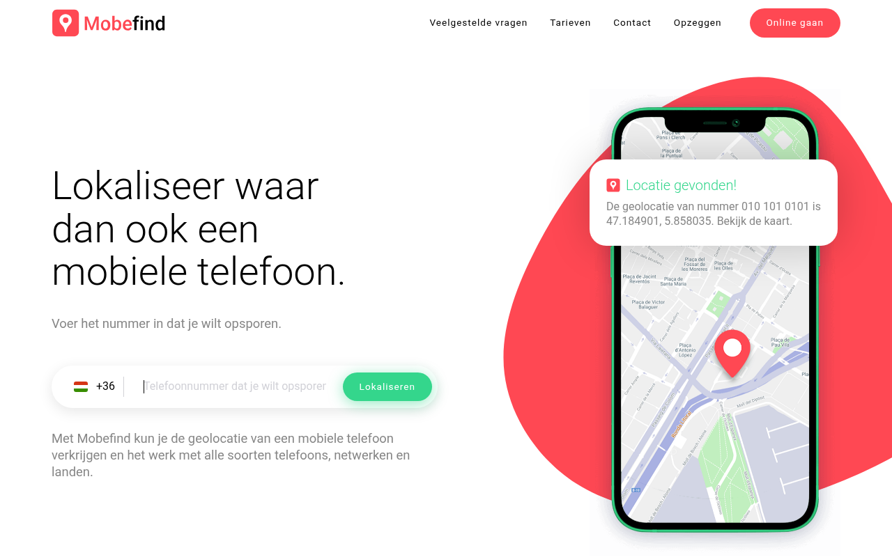 Screenshot van mobefind-nl.com