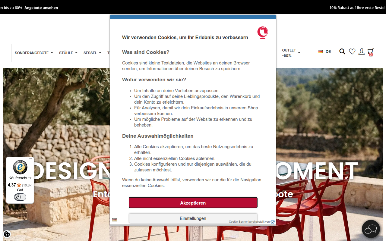 Screenshot van mobelarium.de
