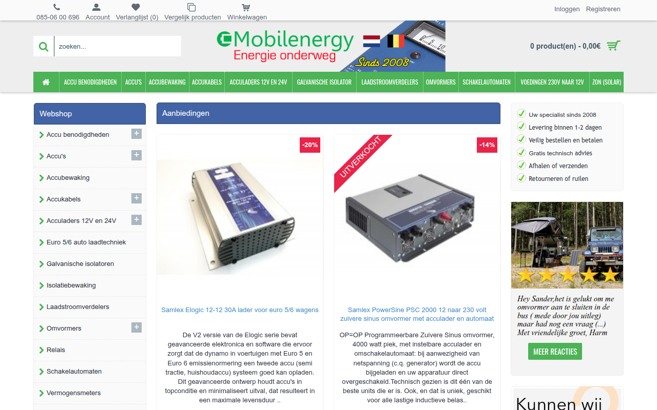 Screenshot van mobilenergy.nl