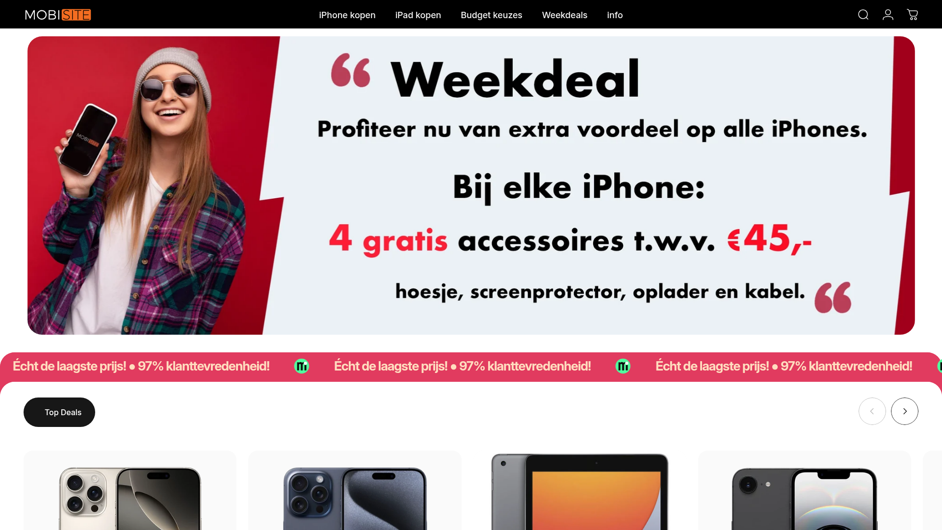 Screenshot van mobisite.nl