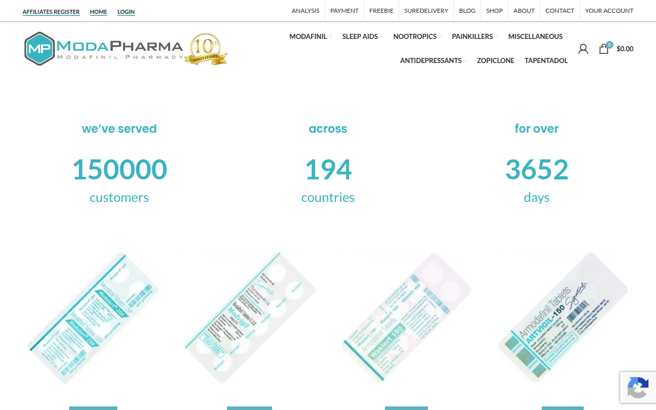 Screenshot van modapharma.org