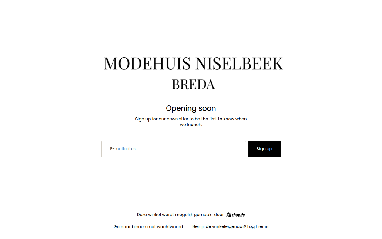 Screenshot van modehuisniselbeek.com