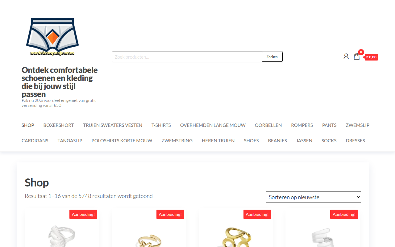 Screenshot van modekompasje.com