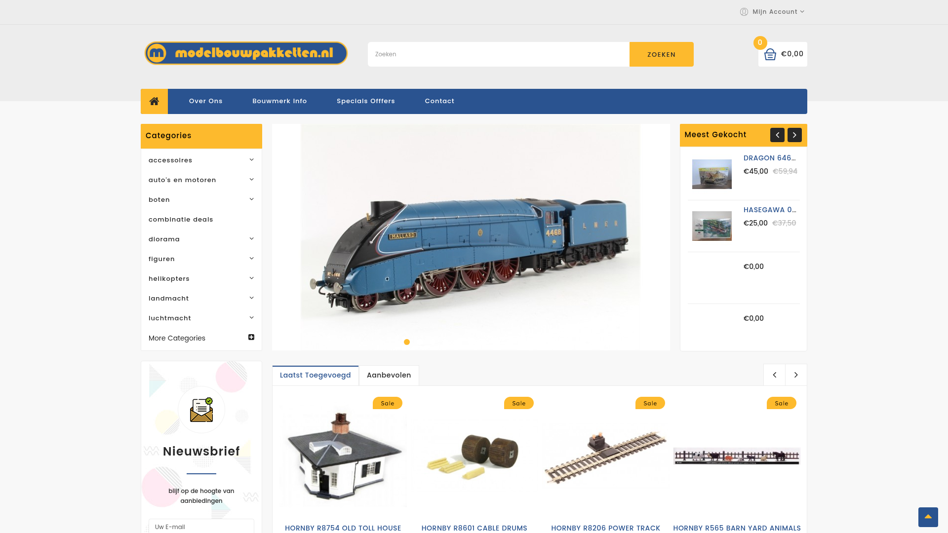 Screenshot van modelbouwpakketten.nl