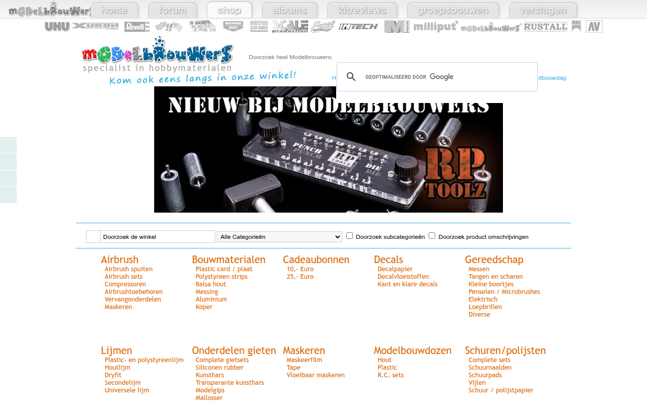 Screenshot van modelbrouwers.nl