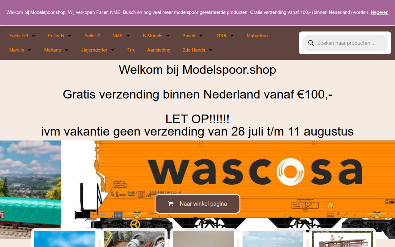 Screenshot van modelspoor.shop