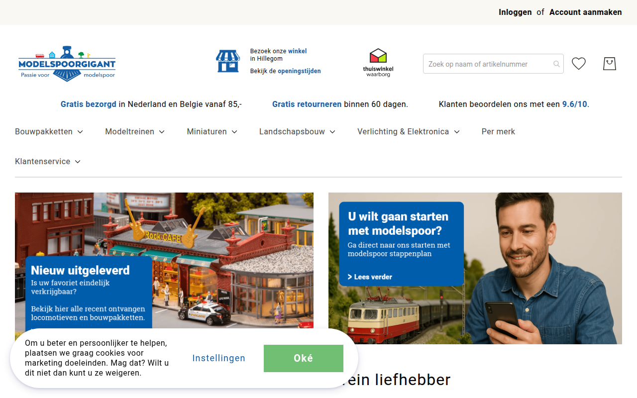 Screenshot van modelspoorgigant.nl