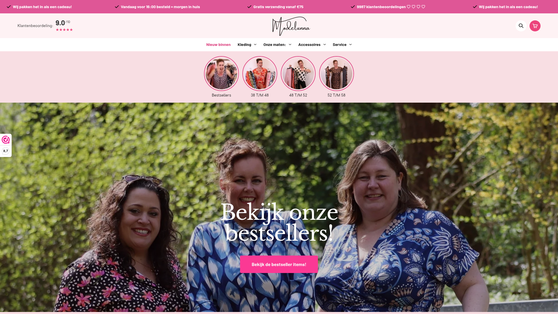 Screenshot van modelunna.nl