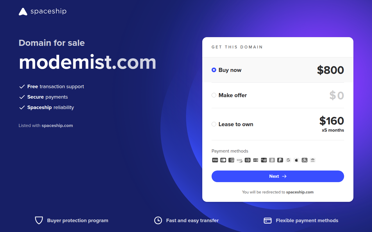 Screenshot van modemist.com