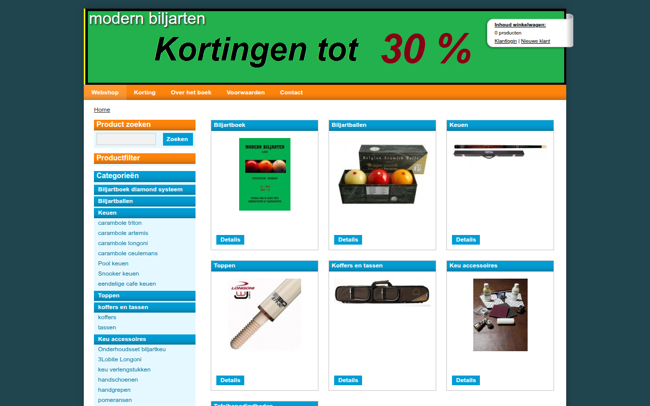 Screenshot van modernbiljarten.nl