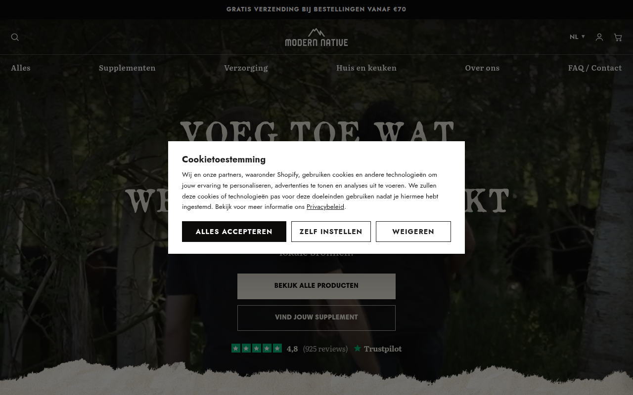 Screenshot van modernnative.nl