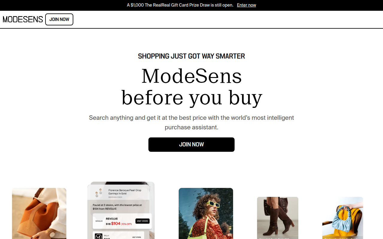 Screenshot van modesens.com