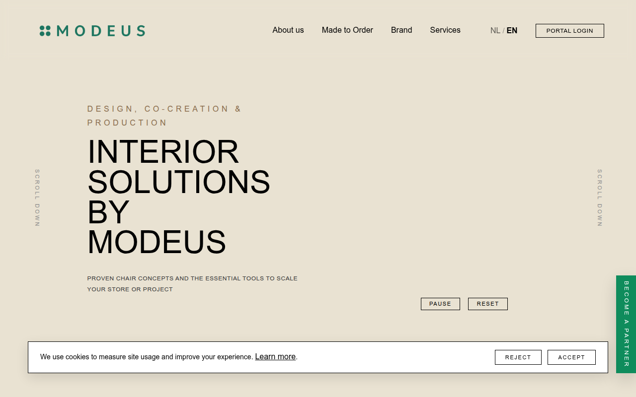 Screenshot van modeus.com