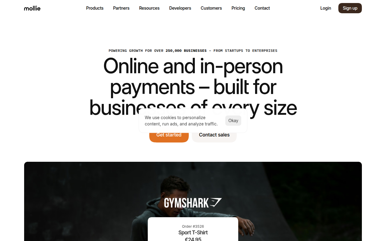 Screenshot van mollie.com