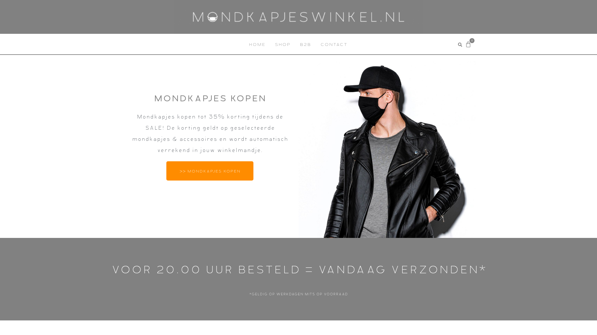 Screenshot van mondkapjeswinkel.nl