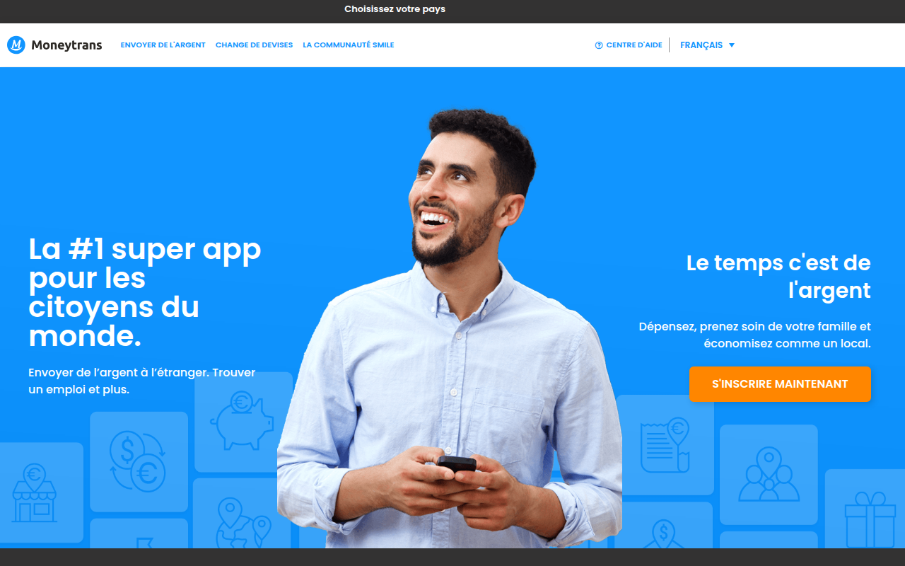 Screenshot van moneytrans.eu
