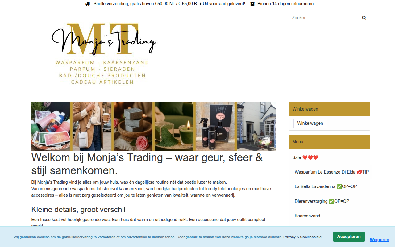 Screenshot van monja-webshop.nl