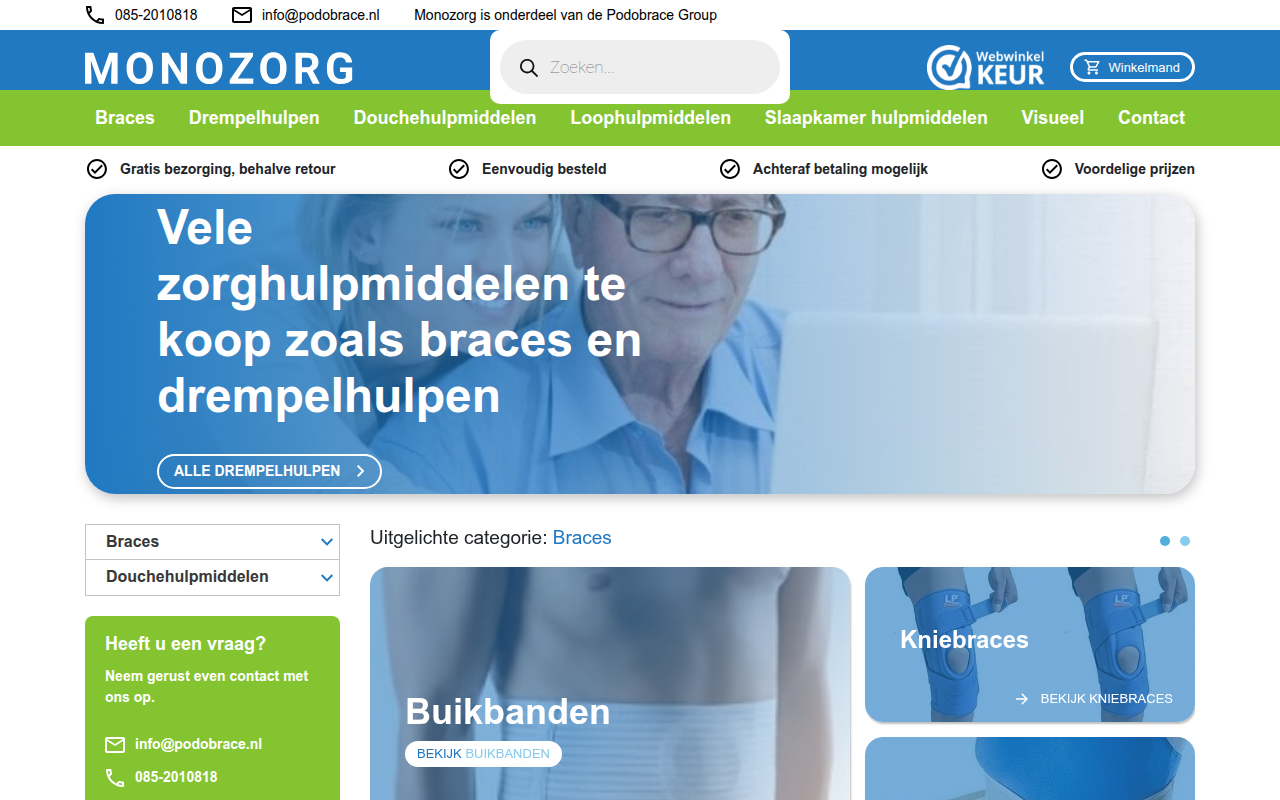 Screenshot van monozorg.nl