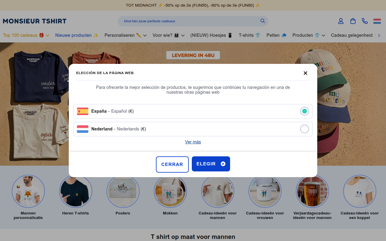 Screenshot van monsieurtshirt.nl