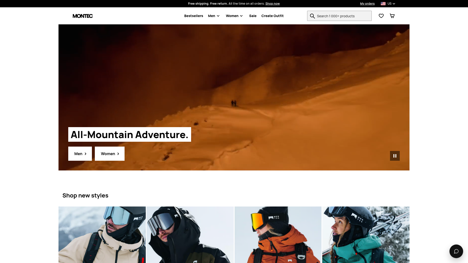 Screenshot van montecwear.com