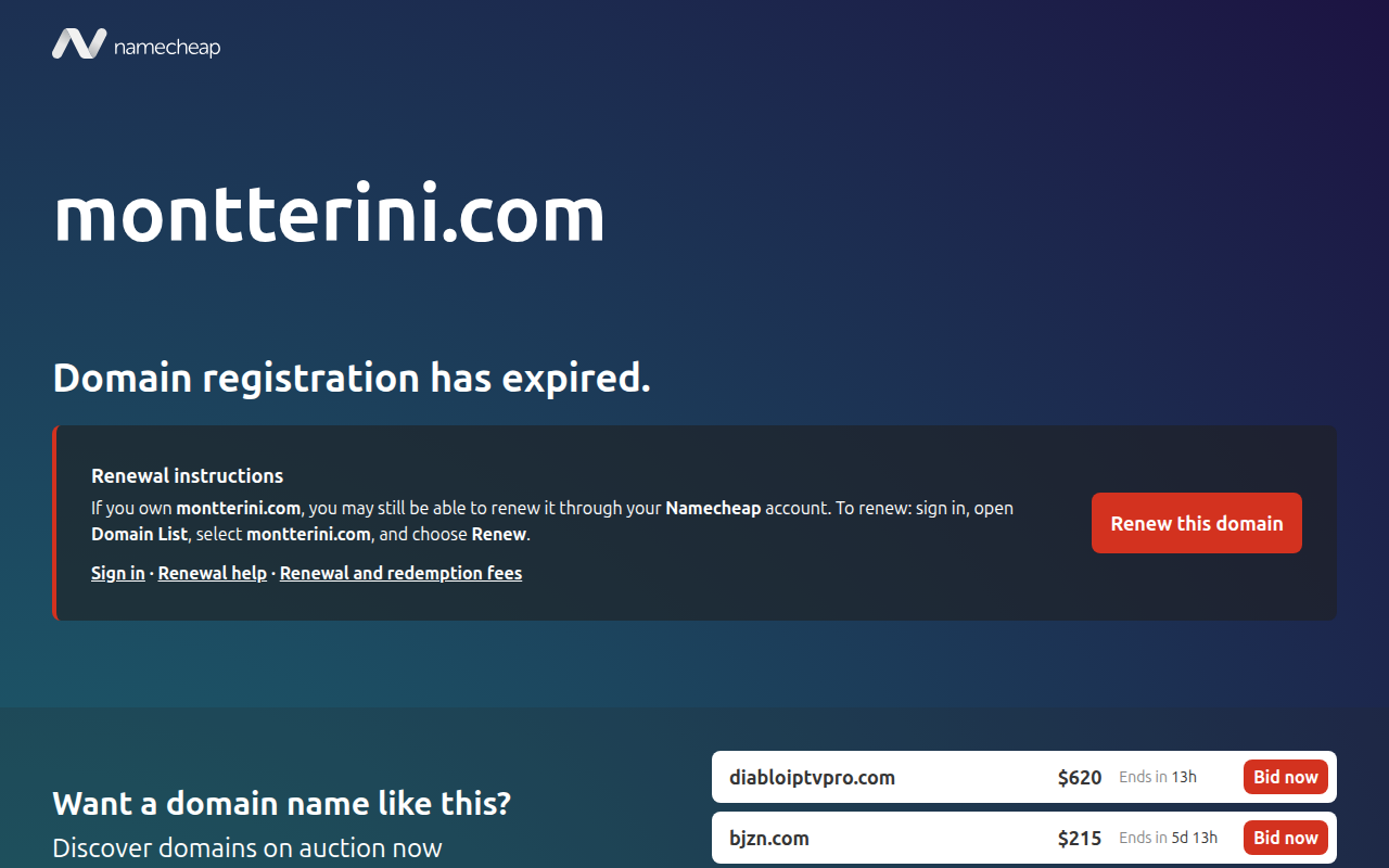 Screenshot van montterini.com