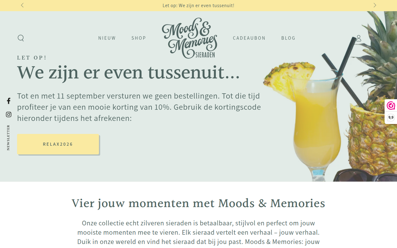 Screenshot van moodsandmemories.nl