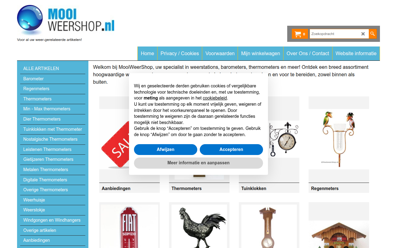 Screenshot van mooiweershop.nl