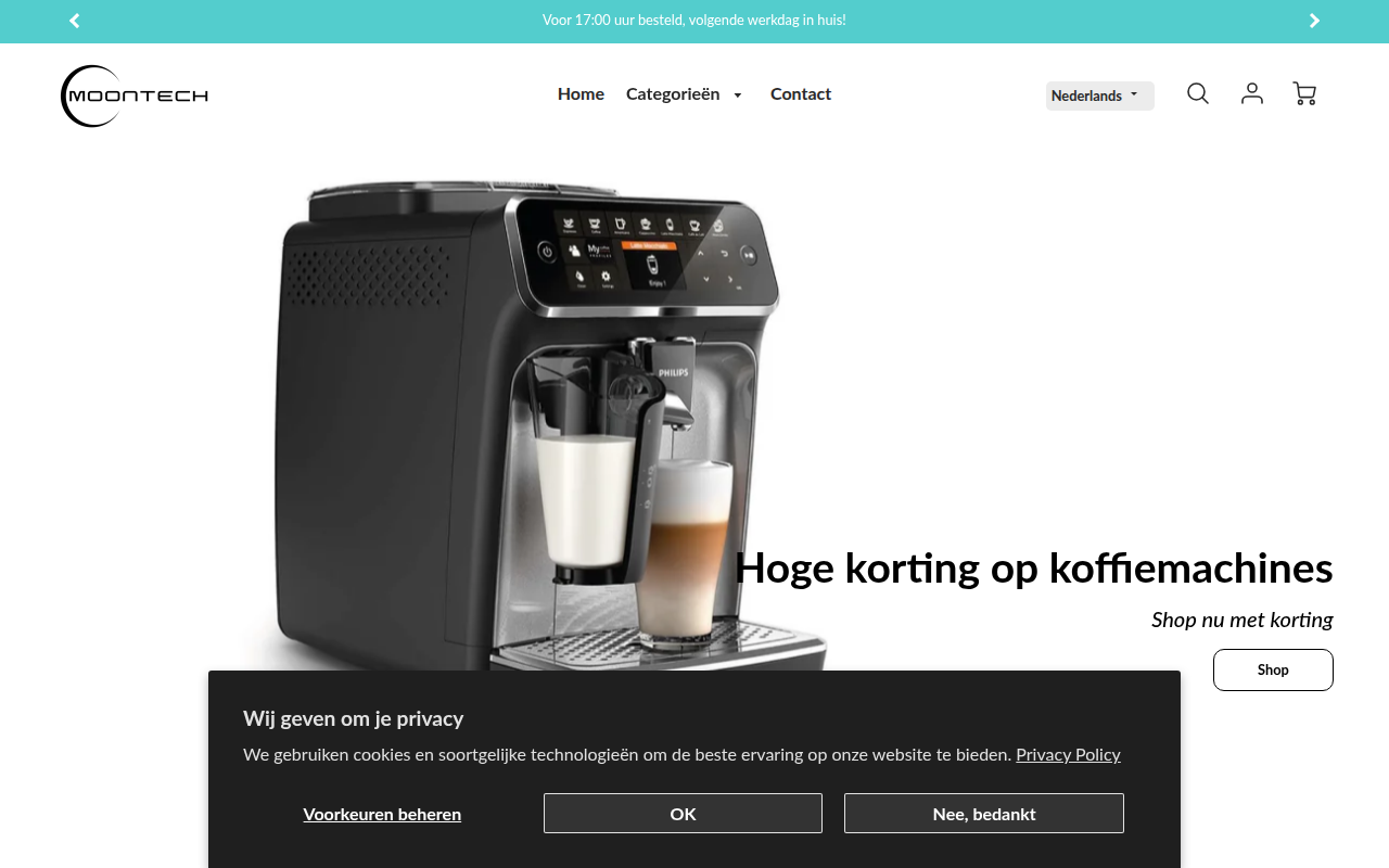 Screenshot van moontech.nl