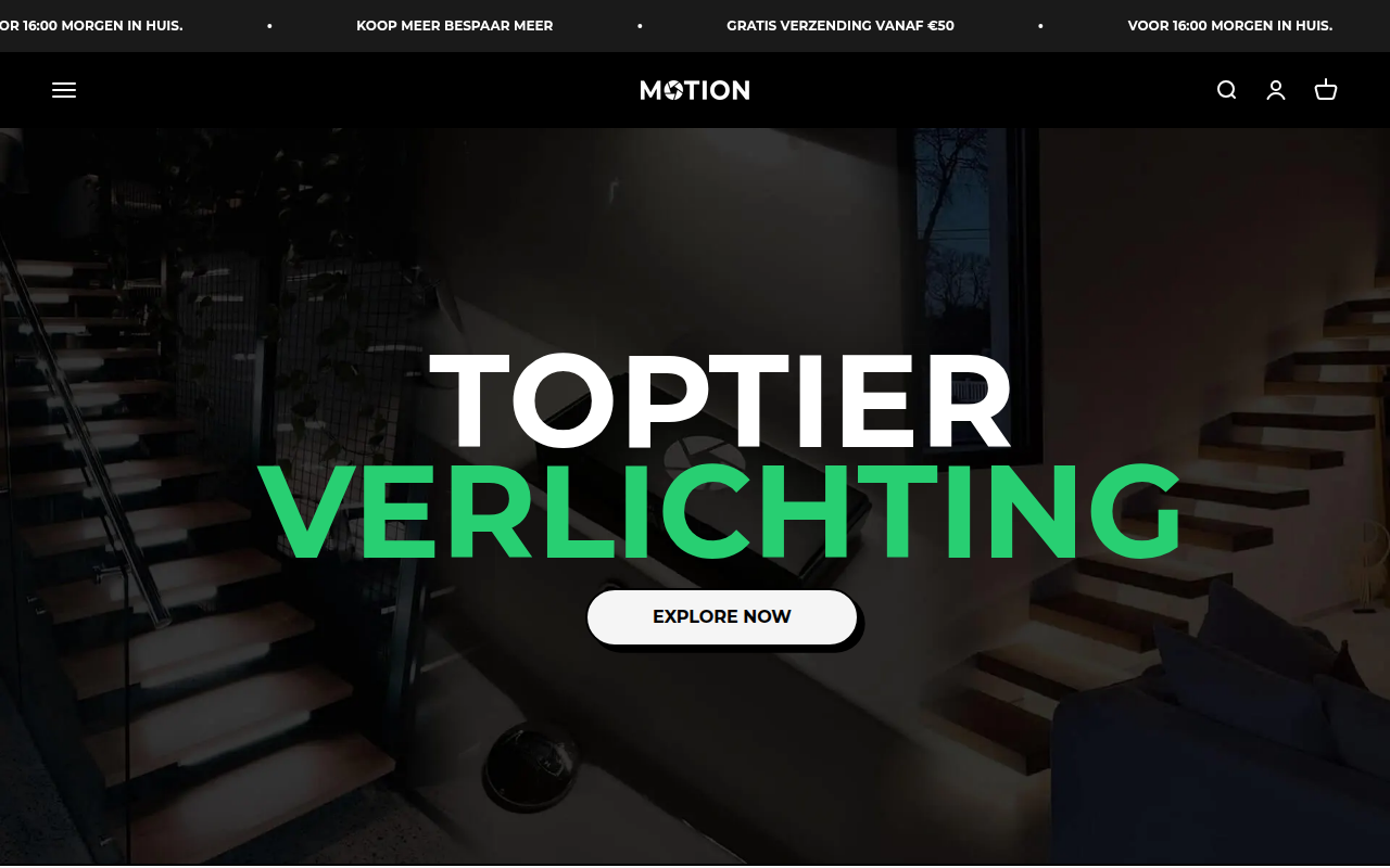Screenshot van motionlamp.nl