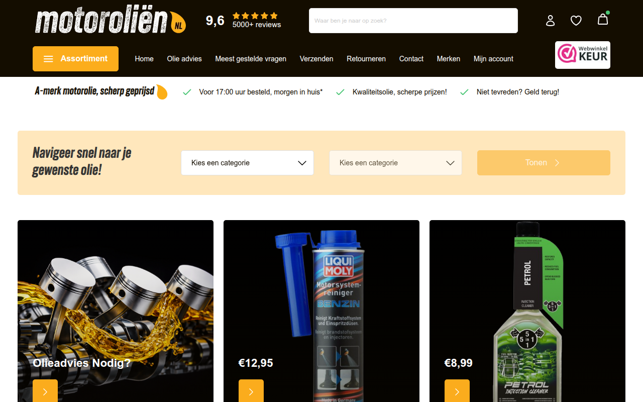 Screenshot van motorolien.nl