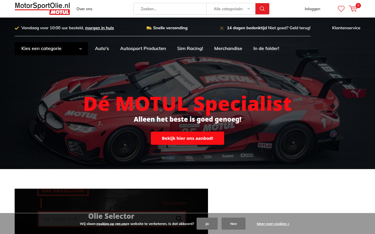 Screenshot van motorsportolie.nl