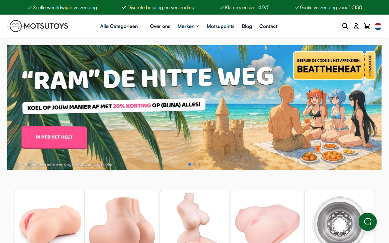 Screenshot van motsutoys.nl