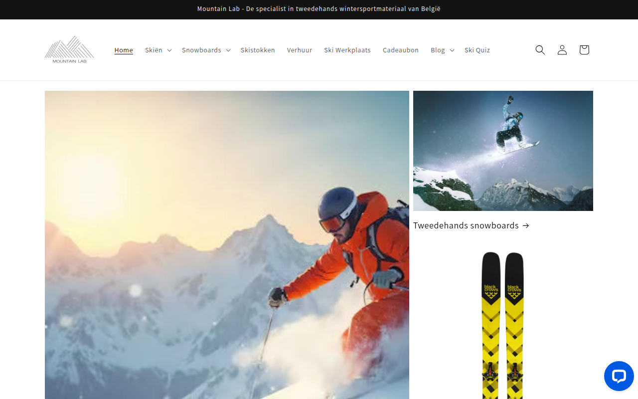 Screenshot van mountainlab.be