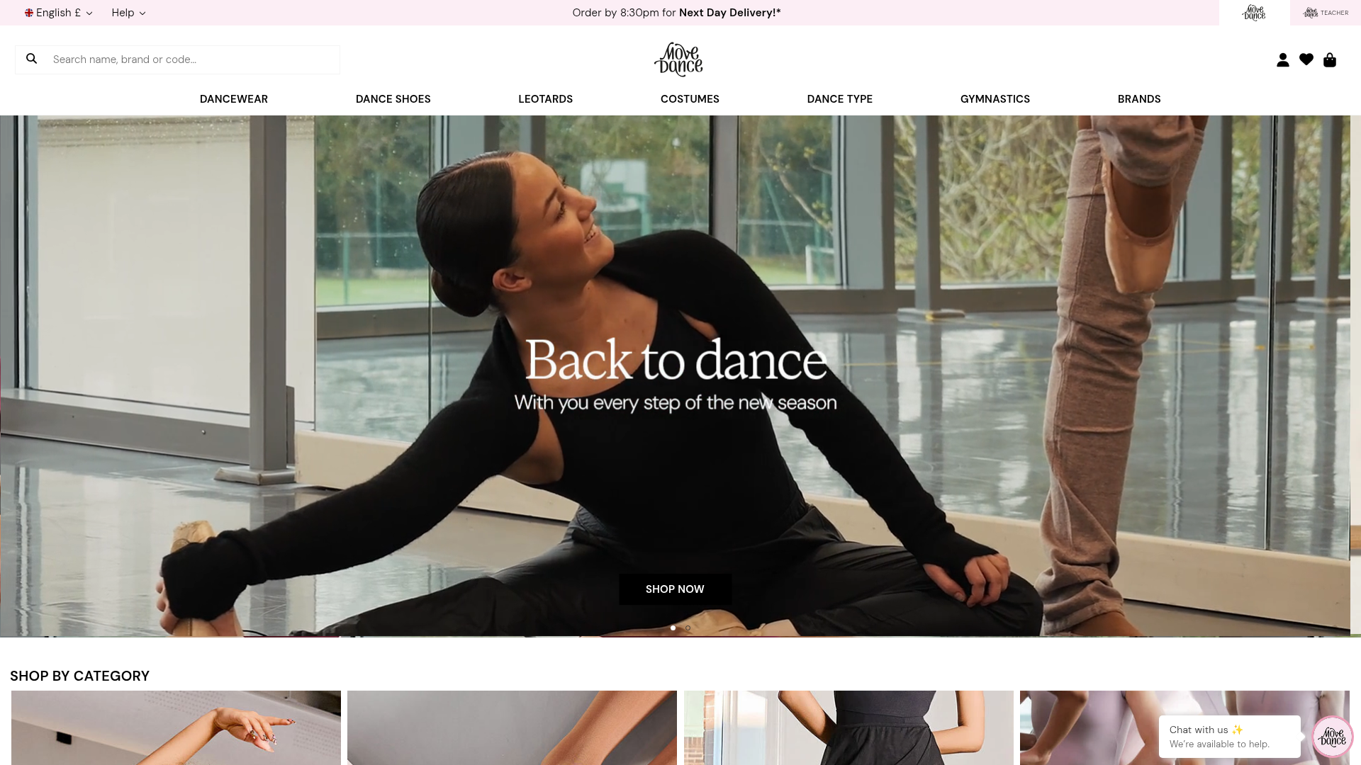 Screenshot van movedancewear.com