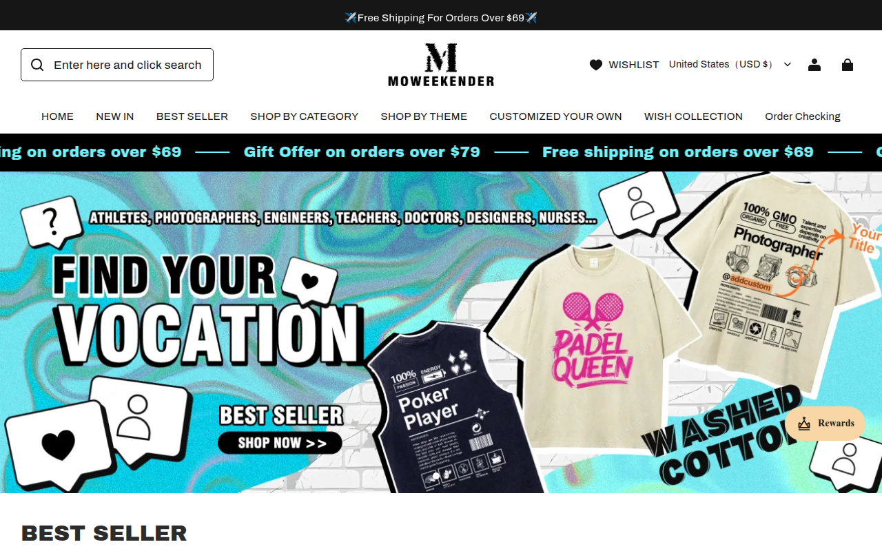 Screenshot van moweekender.com