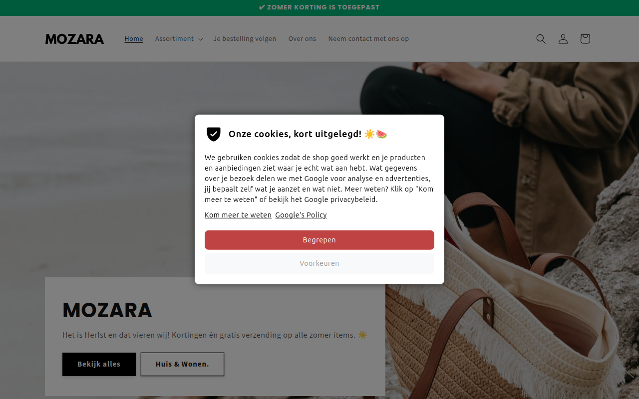 Screenshot van mozaramode.nl