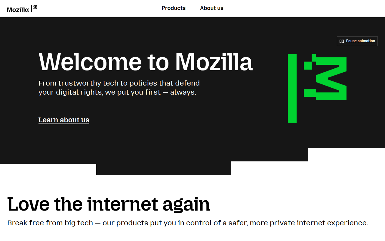 Screenshot van mozilla.org