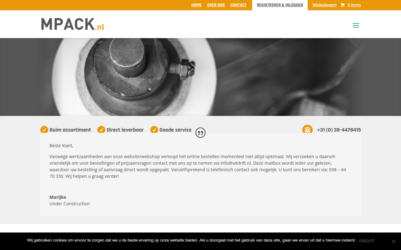 Screenshot van mpack.nl
