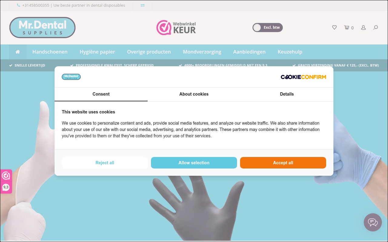 Screenshot van mr-dentalsupplies.nl