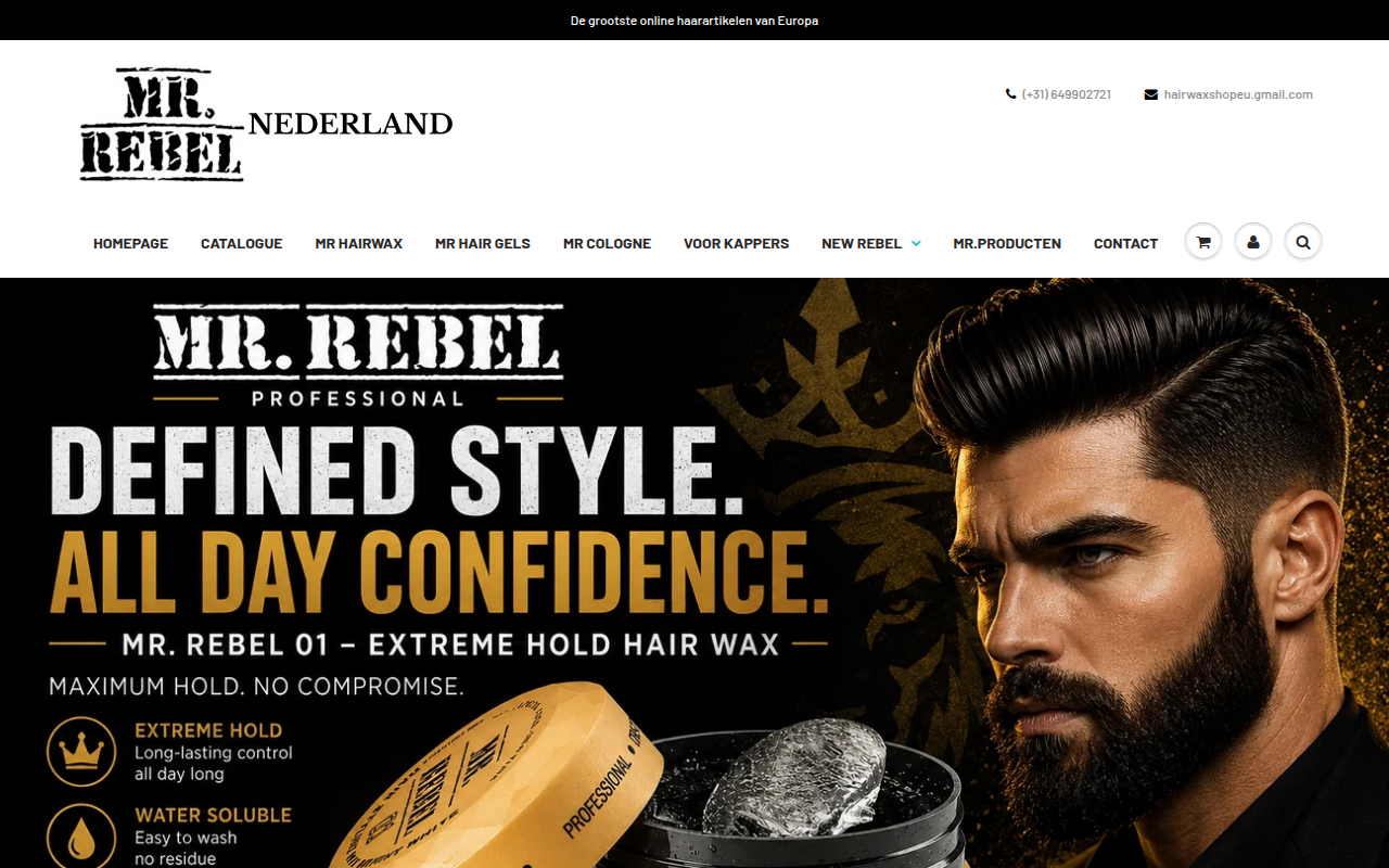 Screenshot van mrrebelwax.eu