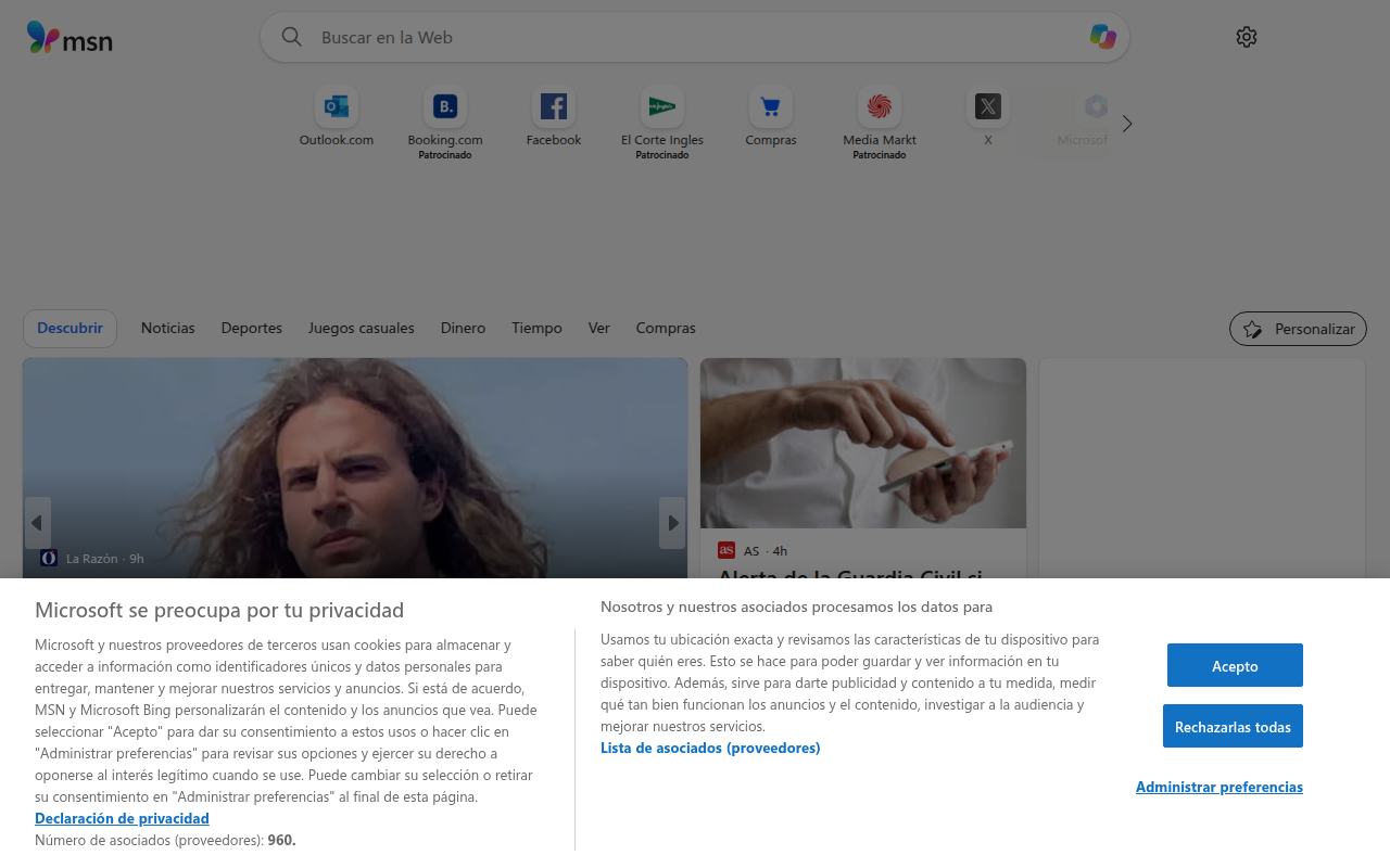 Screenshot van msn.com