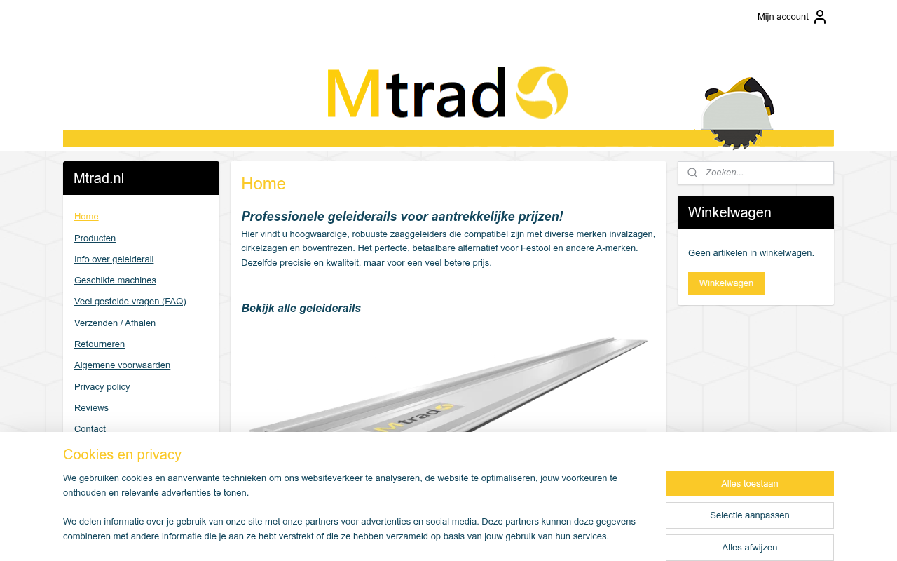 Screenshot van mtrad.nl